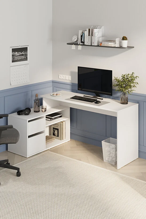 Çalışma Masası Fonksiyonel Çalışma Masası Ofis Masası Beyaz